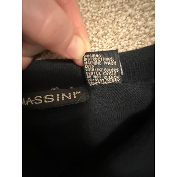 Massini Dark Navy Blue Color Square Pattern Sweater with Button Collar Men's XL - Picture 7 of 7